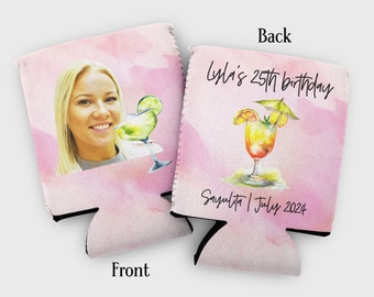 Custom photo margarita birthday cozy- Mexico trip party favors-  cinco de mayo fiesta- beach bachelorette