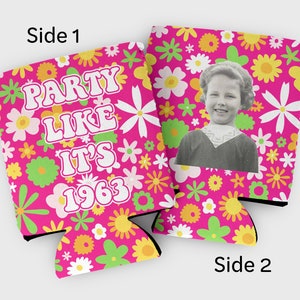Custom Photo Birthday Cozies: Groovy Retro 60s 70s Theme