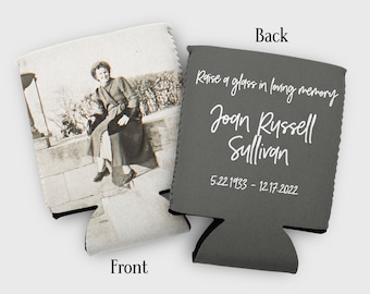 Custom Photo Memorial Can Coolers: Celebration of Life Favors