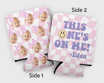 Custom photo toddler birthday cozy- one happy girl, have one on me birthday party favors- 1st birthday party ideas