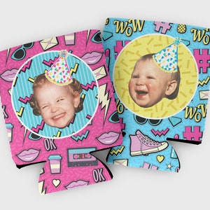 Custom Photo 90s Birthday Cozies: Retro Throwback Party Favors