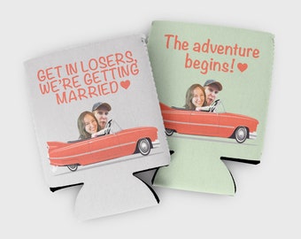 Custom wedding or engagement cozy- elopement cozy- elopement favors- engagement party cozy- funny engagement favors