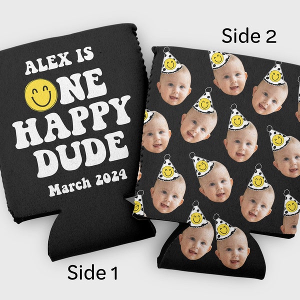 Custom photo toddler birthday cozy- one happy dude, one happy girl, one cool dude first birthday favors- 1st birthday party ideas- two cool