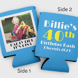 Custom Photo Birthday Cozies: Personalized Party Favors