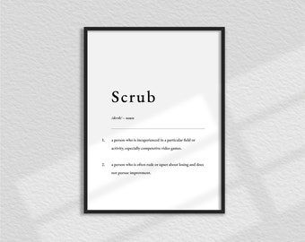 Fighting Game Scrub Definition Print | Minimalist FGC Gamer Gift
