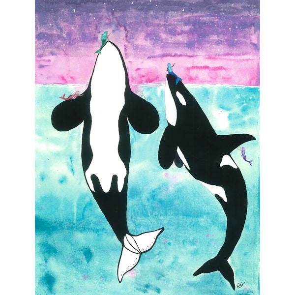 Diamond Art, Painting With Diamonds Kit for Kids and Adults, Multiple Sizes, Great DIY Hobby or Gift, Sparkly Selections Killer Whales