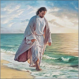 Diamond Art, Painting With Diamonds Kit for Kids and Adults, Multiple Sizes, Great DIY Hobby or Gift, Sparkly Selections Jesus on the Beach