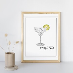 Trendy art print, disco print, bar cart print, tequila art print, cocktail print, trendy wall decor