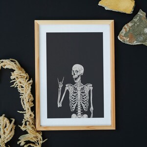 Skeleton wall art print, halloween wall decor