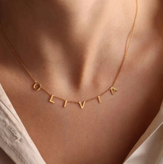 Personalized Letter Name Necklace by Eaudeboutique Name Necklace Letter Necklace Minimalist Jewelry Christmas Gift for Her