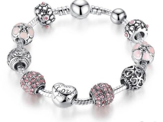 Silver Charm Bracelet Pandora Style, Pandora Style Charm Bracelet, Sparkly  Silver Beads Charm Bracelet Women,silver Bracelet eaudeboutique - Etsy