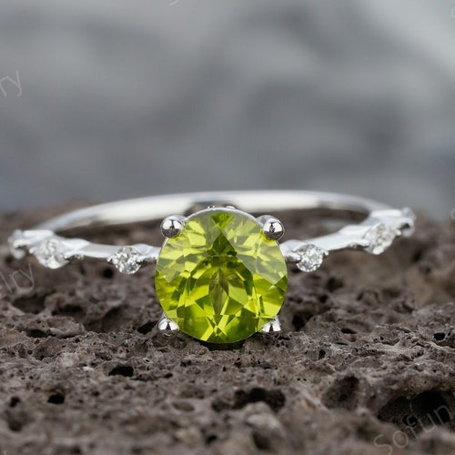 Natural Peridot Ring August Birthstone Sterling Silver - Etsy