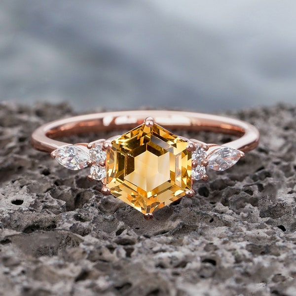 Citrine and rose gold ring clearance