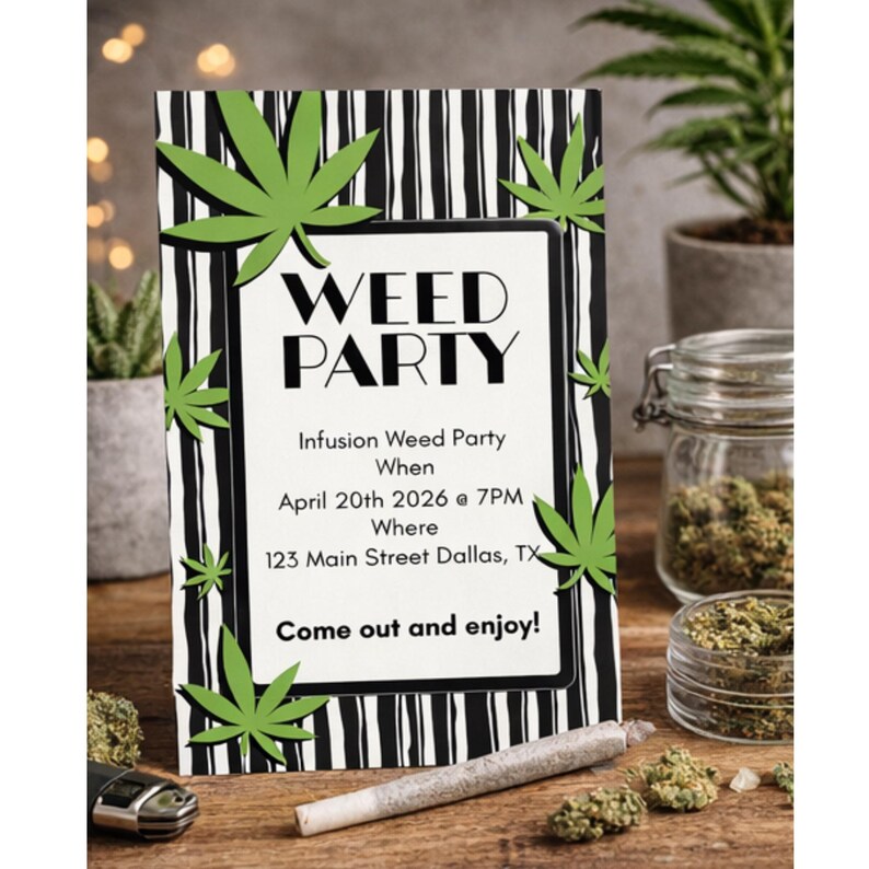 420 Party Invitation Editable Canva Template, Cannabis Party Invite ...