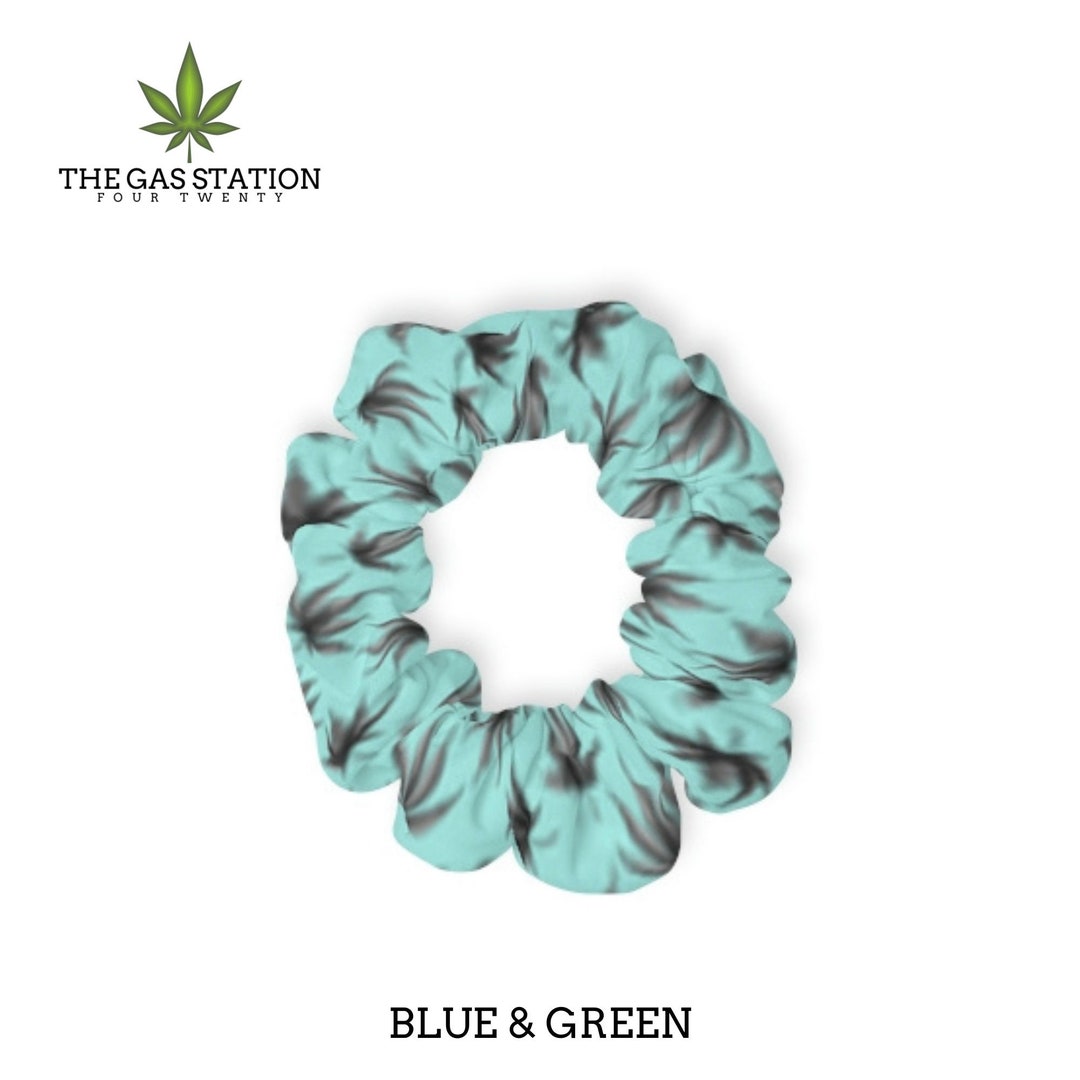 Blue and Green Weed Leaf Scrunchie Hair Accessories Hair Ties Ponytail ...