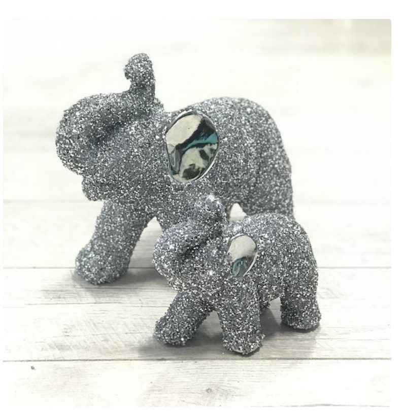 Stunning Elephant Figurine Silver Crushed Diamond Crystal Etsy