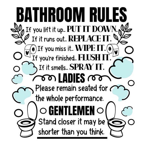 Bathroom Rules SVG Sign Bathroom SVG Bathroom Funny Sign Etsy Finland