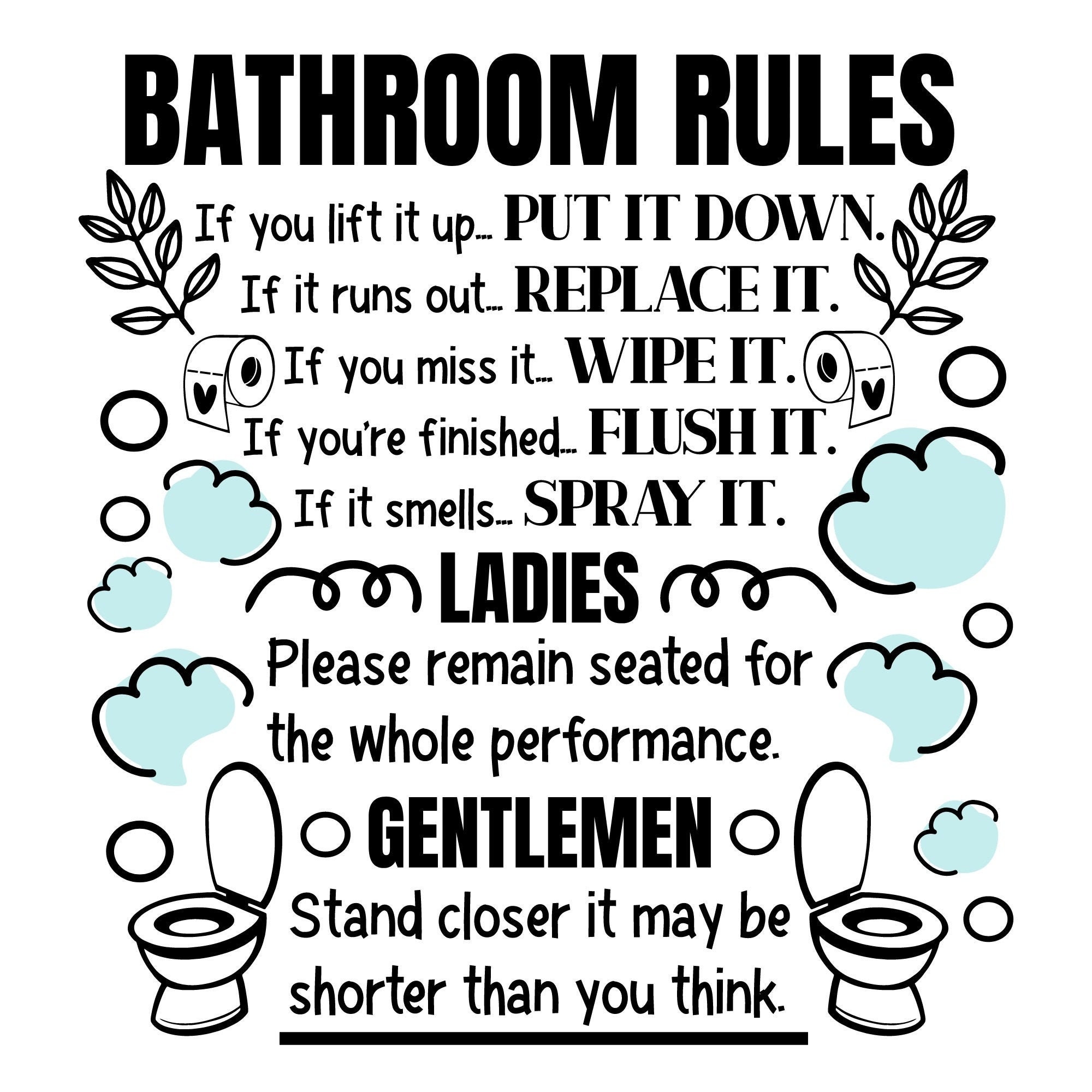 Restroom Sign Svg Funny Bathroom Sayings Svg Toilet Rules Svg Restroom ...