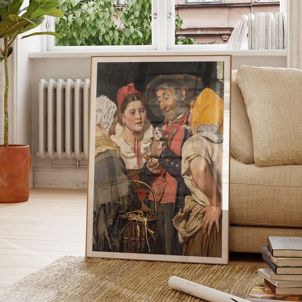 Old Man's Treasure (Das Katzchen) - Karl Gussow Wall Art Poster Prints