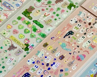 mystery cute Korean/Japanese sticker sheets, kawaii stationery, kawaii sticker sheets, journal supplies, cute sticker sheets