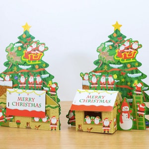 cute christmas tree pop up card with envelope, 3d pop up card, kawaii stationery, special occasion cards, christmas cards