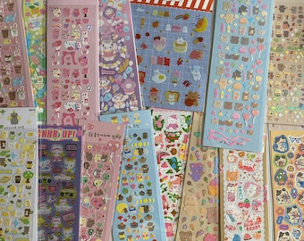 mystery cute Korean/Japanese sticker sheets, kawaii stationery, kawaii sticker sheets, journal supplies, cute sticker sheets