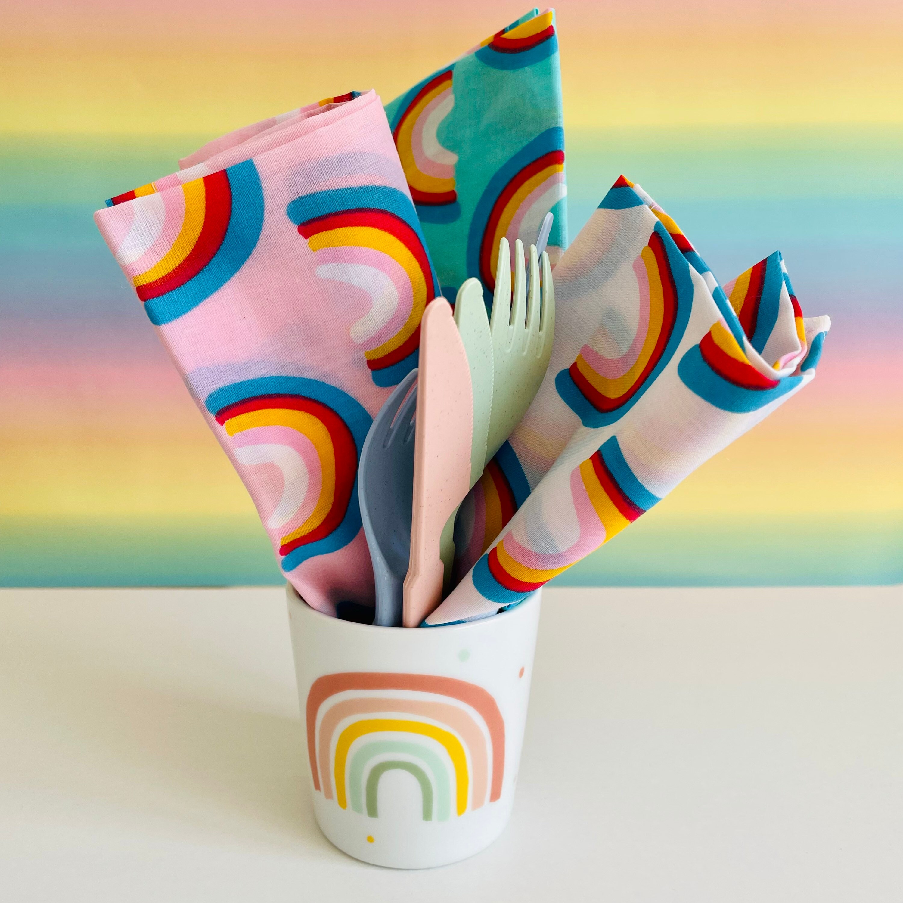 Reusable rainbow fabric napkins Etsy