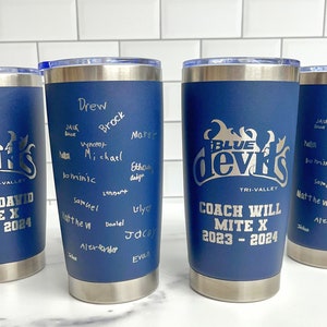 Coach Gift, Engraved Tumbler with Team Signatures | End of Season Team Gift