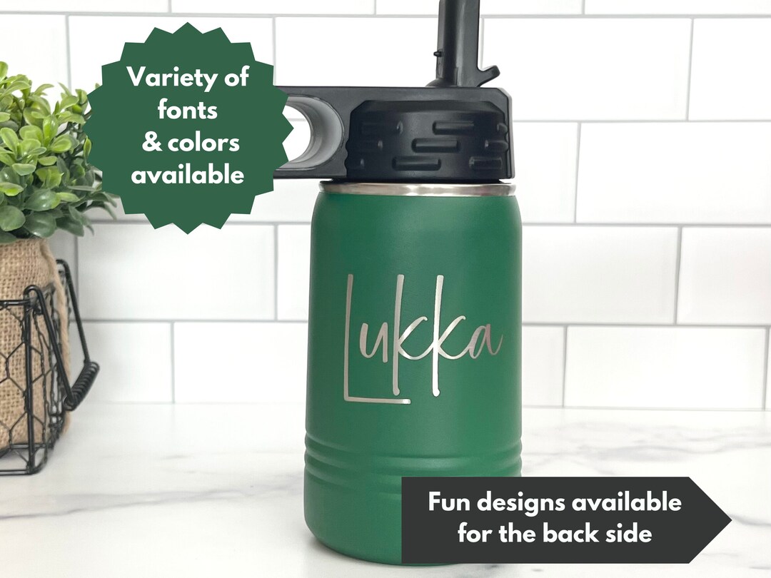 Personalized Kids 12oz Water Bottle - Engraved Name Water Bottle, Back ...
