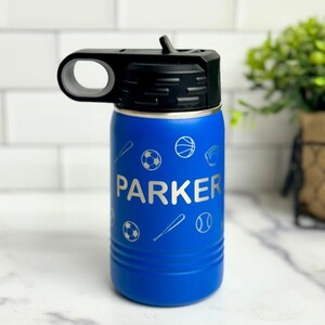 Personalized Name Kids All Sports Water Bottle | 12 oz Kids Custom Water Bottle with Name