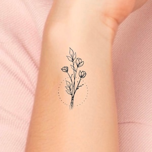 Wildflower Bouquet Temporary Tattoo / floral flowers tattoo