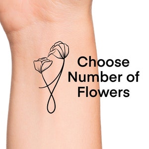 Mother Child Floral Temporary Tattoo - Mother Daughter Tattoo - Mother Son Tattoo - Choose Your Number of Flowers Tattoo