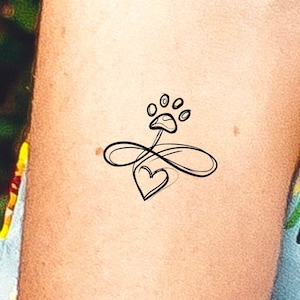 Infinity Paw Print Heart Temporary Tattoo / dog print tattoo