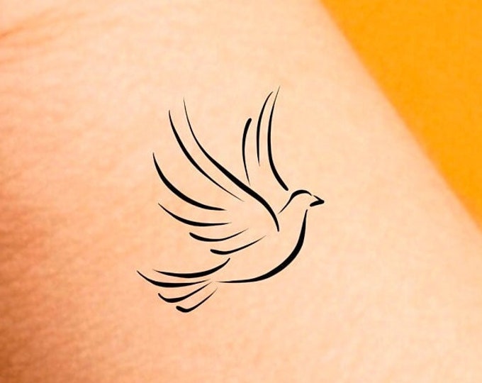 Dove Outlines Temporary Tattoo / Choose How Many Doves Tattoo / 2 Birds ...