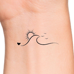 Sun Wave Heart Temporary Tattoo