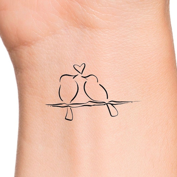 Love Birds Temporary Tattoo / birds on branch tattoo