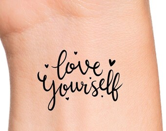 Love Yourself Temporary Tattoo / Hearts tattoo
