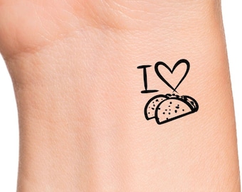 I Love Tacos Temporary Tattoo