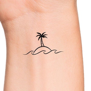 Palm Tree Waves Temporary Tattoo