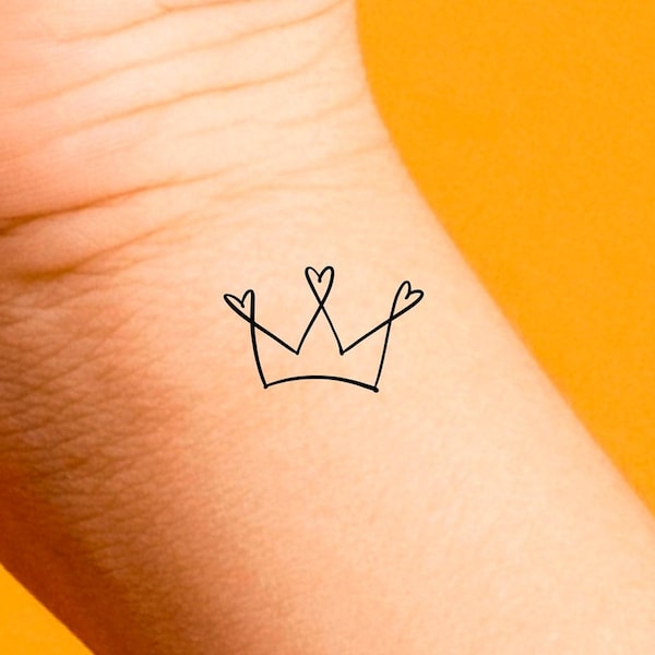 Crown Hearts Temporary Tattoo