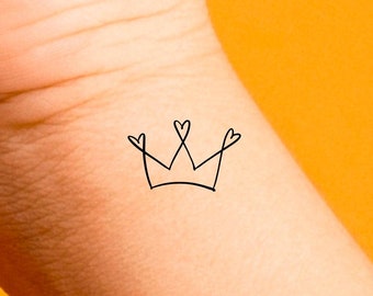 Crown Hearts Temporary Tattoo