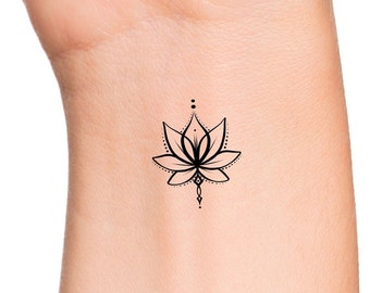 Small Lotus Temporary Tattoo / Floral Tattoo - Etsy