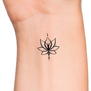 Small Lotus Temporary Tattoo / floral tattoo