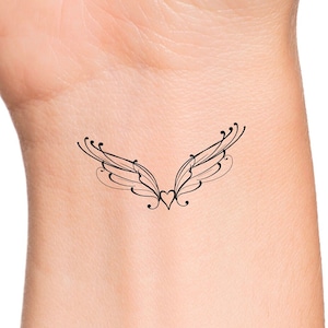 Angel Wings Heart Temporary Tattoo / religious tattoo