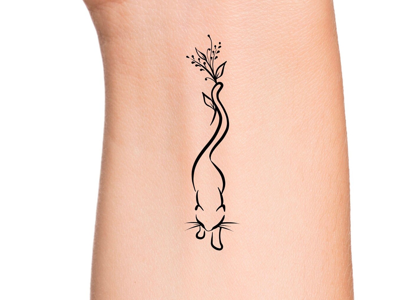 Floral Cat Flowers Tattoo