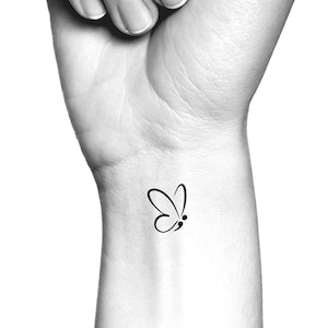 Semicolon Butterfly Temporary Tattoo