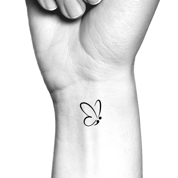 Semicolon Butterfly Temporary Tattoo