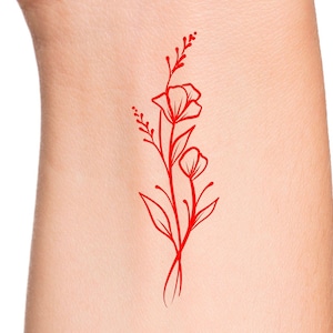 Poppy Wildflowers Temporary Tattoo