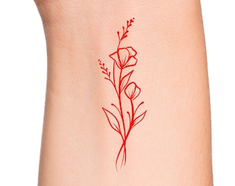 Poppy Wildflowers Temporary Tattoo