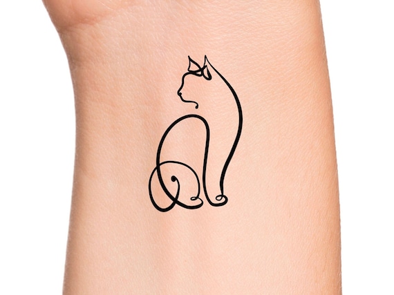 Cat Line Temporary Tattoo / Cat Tattoos / Animal Tattoos - Etsy Australia Cat Line Temporary Tattoo / Cat Tattoos / Animal Tattoos - Etsy Australia